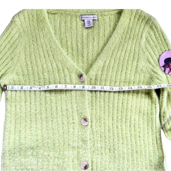 🎁 Sincerely Jules Lime Green Soft Cardigan Sweater Size M - Picture 5 of 10